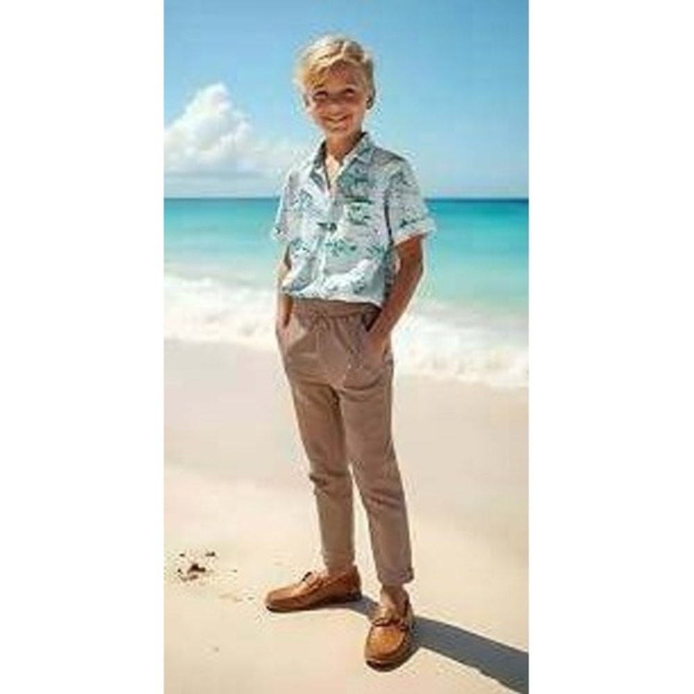 Tommy Bahama Boys Khaki Chino Pants 14/16 Pull On Elastic Waist Drawstring